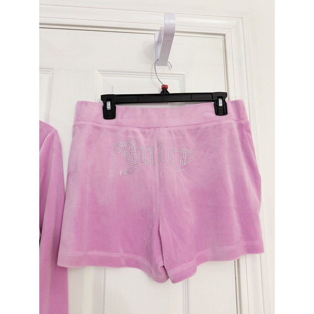 Juicy Couture Dewberry Velour Bling tracksuit Hoodie and Shorts Set Size M NWT - Picture 3 of 10